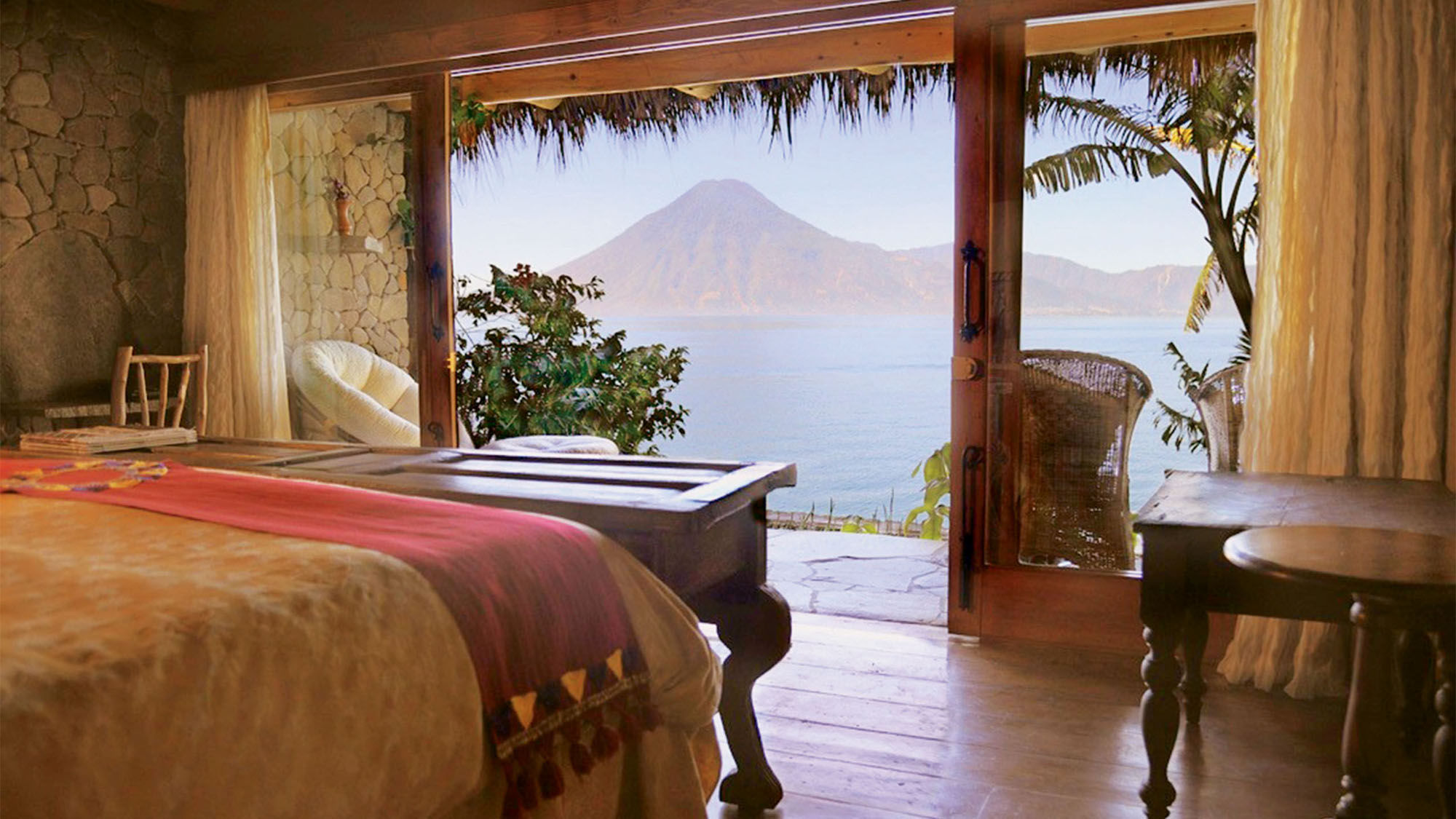 The Ceiba Suite at the Laguna Lodge Eco-Resort and Nature Reserve in Guatemala has a view of Lake Atitlan.