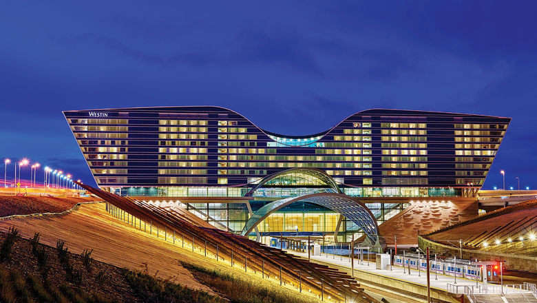 The exterior of the 519-room Westin Denver International Airport.