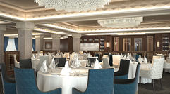 The 698-passenger ship will undergo a dry-dock renovation next year, part of a $125 million investment in the Regent Seven Seas Cruises fleet. It will embark on its first post-renovation sailing in May. Signature restaurant Compass Rose on Deck 5 will get a completely new look during the renovation. A rendering, courtesy of Regent Seven Seas Cruises, shows the planned renovation of the restaurant, its chandeliers being manufactured by the Czechoslovakian company Preciosa.