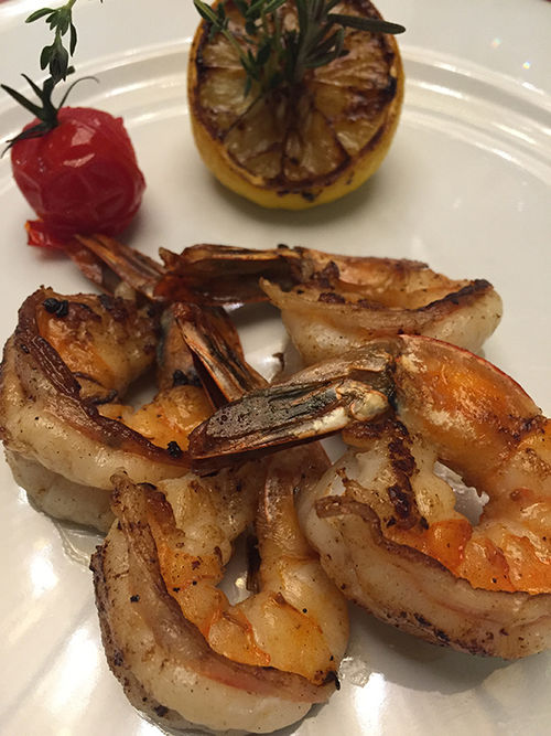 Grilled jumbo shrimp at Compass Rose. Grilled jumbo shrimp at Compass Rose.