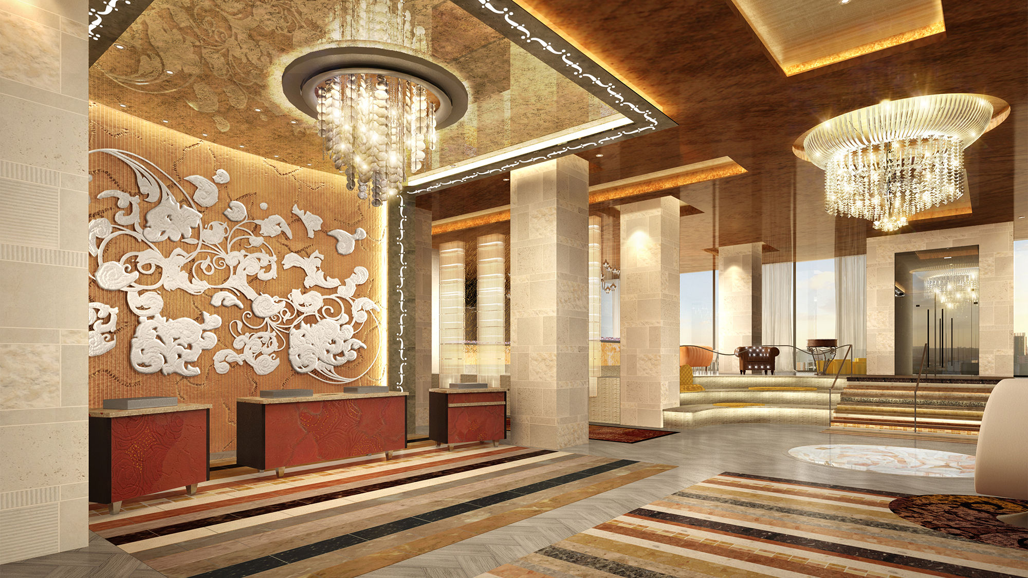 The Westin Nashville's check-in area.