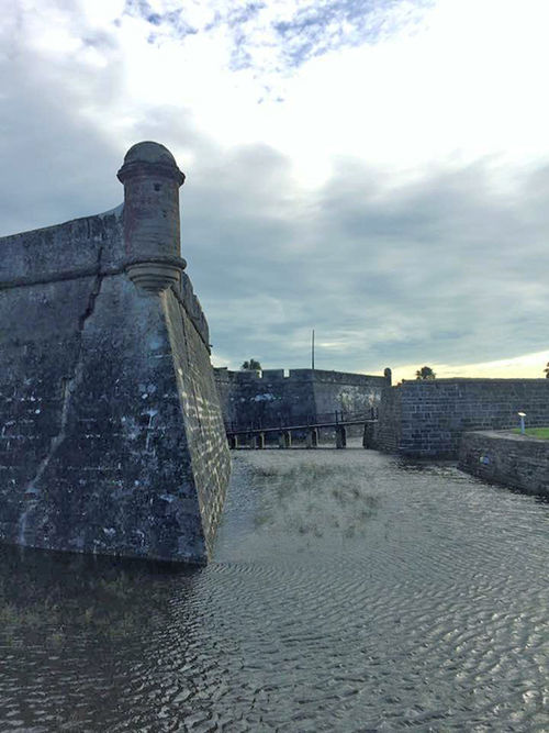 Hurricane Matthew filled the usually dry moat at the Castillo de San Marcos fort in St. Augustine, harkening back to the structure's 17th century origins. Hurricane Matthew filled the usually dry moat at the Castillo de San Marcos fort in St. Augustine, harkening back to the structure's 17th century origins.