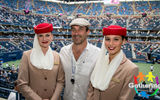 Actor Jon Hamm was among the celebs who dropped by the Emirates Suite at Arthur Ashe Stadium in Queens, N.Y., during the U.S. Open tennis tournament. Emirates is the official airline of the Open. The suite is known for having a steady stream of big names visit throughout the week.