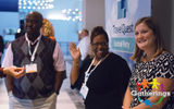 A total of 135 travel professionals attended Travel Quest’s National Meeting at the Sheraton Bloomington in Minneapolis. Among them, from left, were Jimmie Daniels and Tyra Fletcher-Daniels of Kindred Bliss Travel in McDonough, Ga., and Beth Lee of DocBrander in Minneapolis.