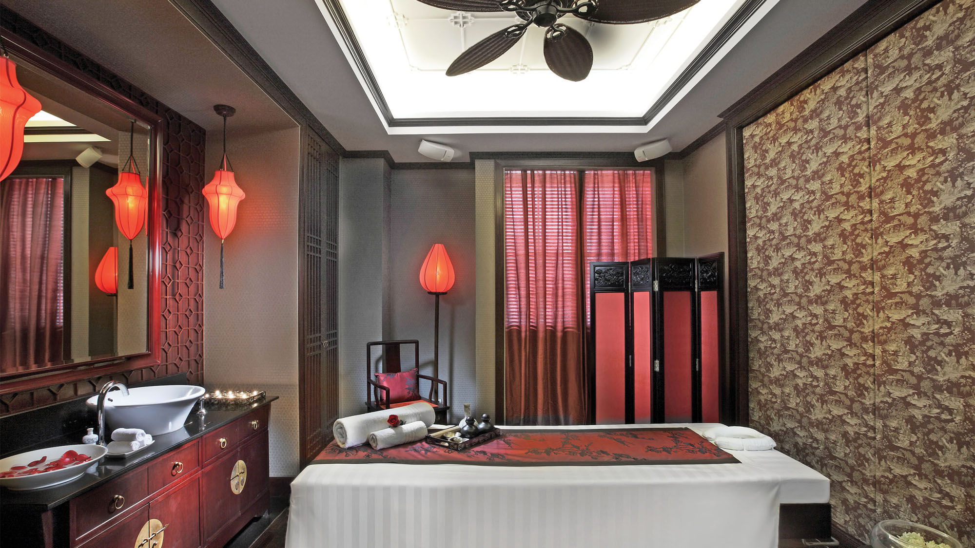 A treatment room in Le Spa du Metropole in the Sofitel Legend Metropole Hanoi hotel in Vietnam.