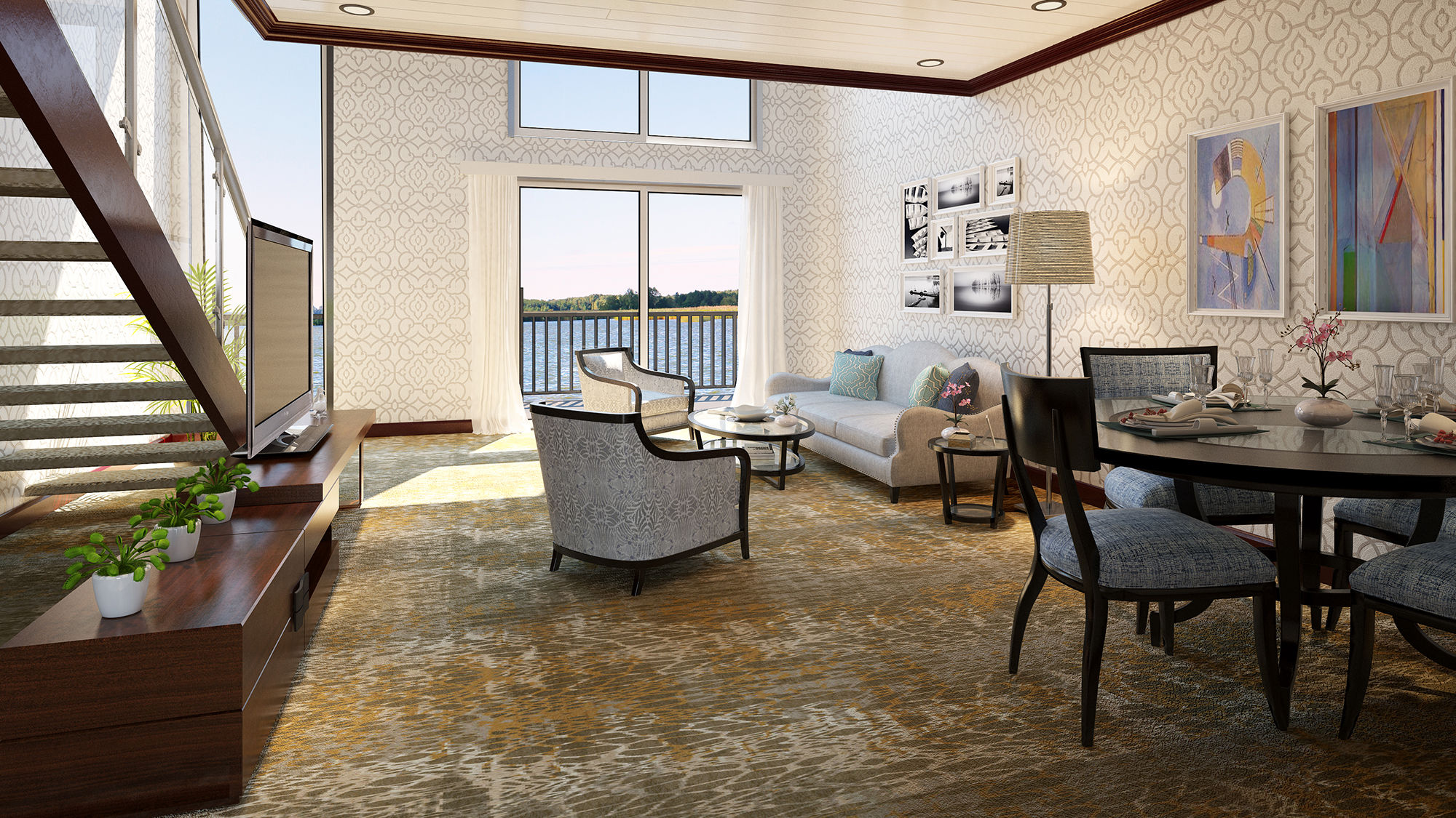A rendering of the loft suites on the American Duchess.