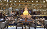 Guests eating on BLT Prime's balcony are treated to views of the Cortile.