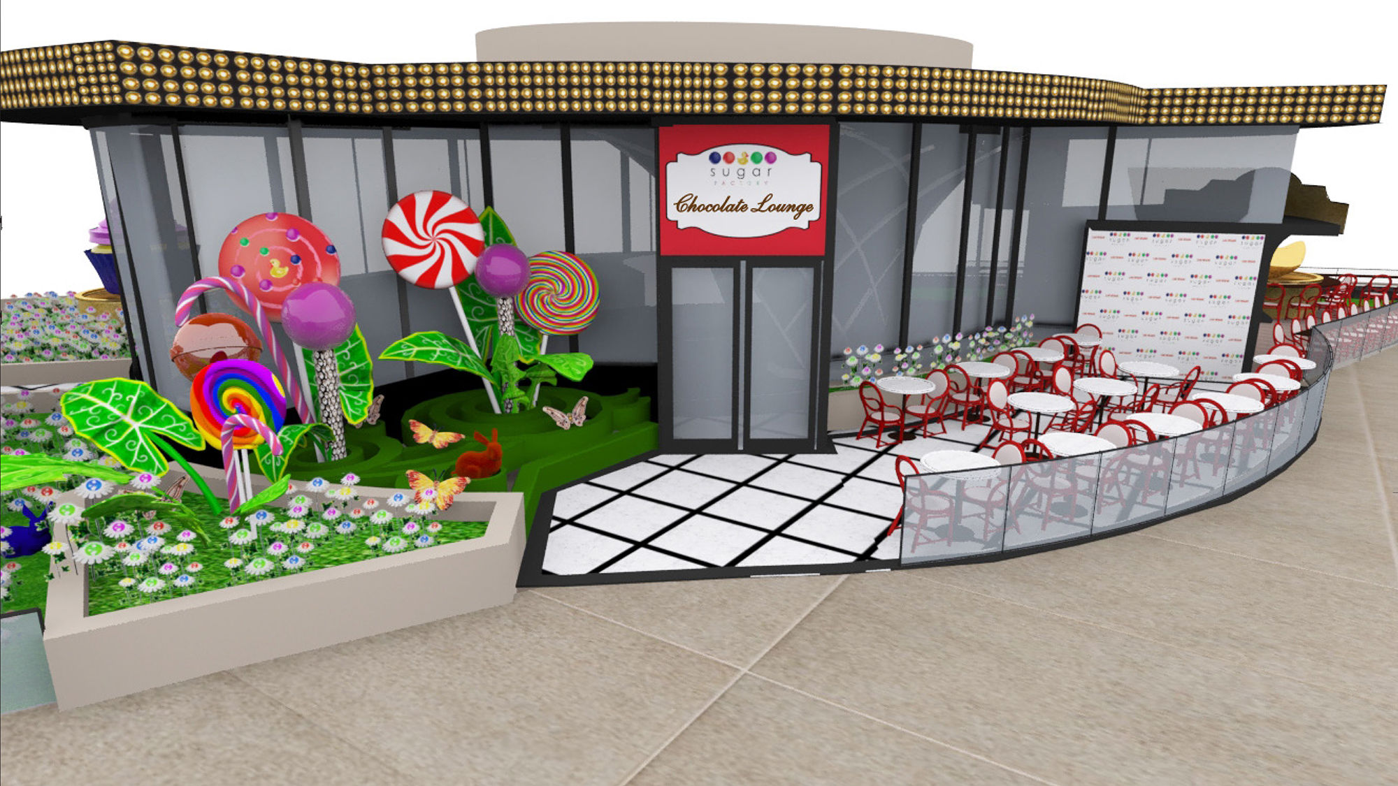 A rendering of the Chocolate Lounge at Sugar Factory's new Fashion Show Mall location, expected to open in December.