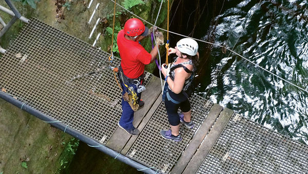 The author gets ready to go ziplining at the Hacienda Guachipelin, part of Costa Rica’s Small Distinctive Hotels collection. The author gets ready to go ziplining at the Hacienda Guachipelin, part of Costa Rica’s Small Distinctive Hotels collection.