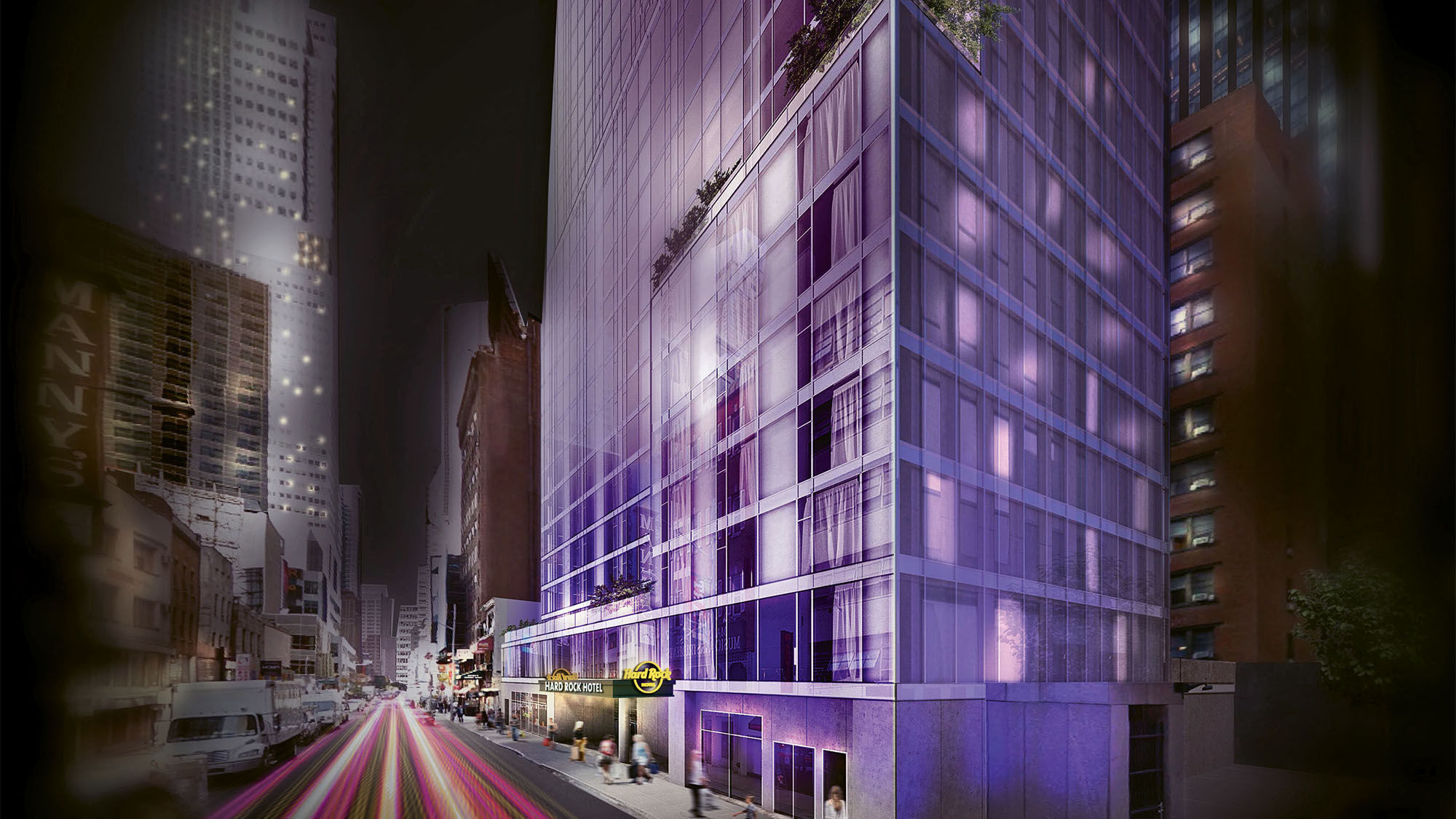 A rendering of the hotel, which will be on West 48th Street, between Sixth and Seventh avenues.