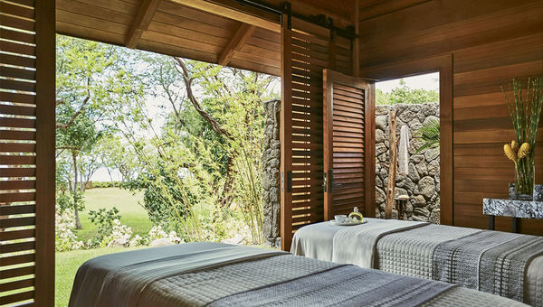 One of the open-air treatment rooms in the 35,000-square-foot Naupaka Spa and Wellness Center at the Four Seasons Oahu. One of the open-air treatment rooms in the 35,000-square-foot Naupaka Spa and Wellness Center at the Four Seasons Oahu.