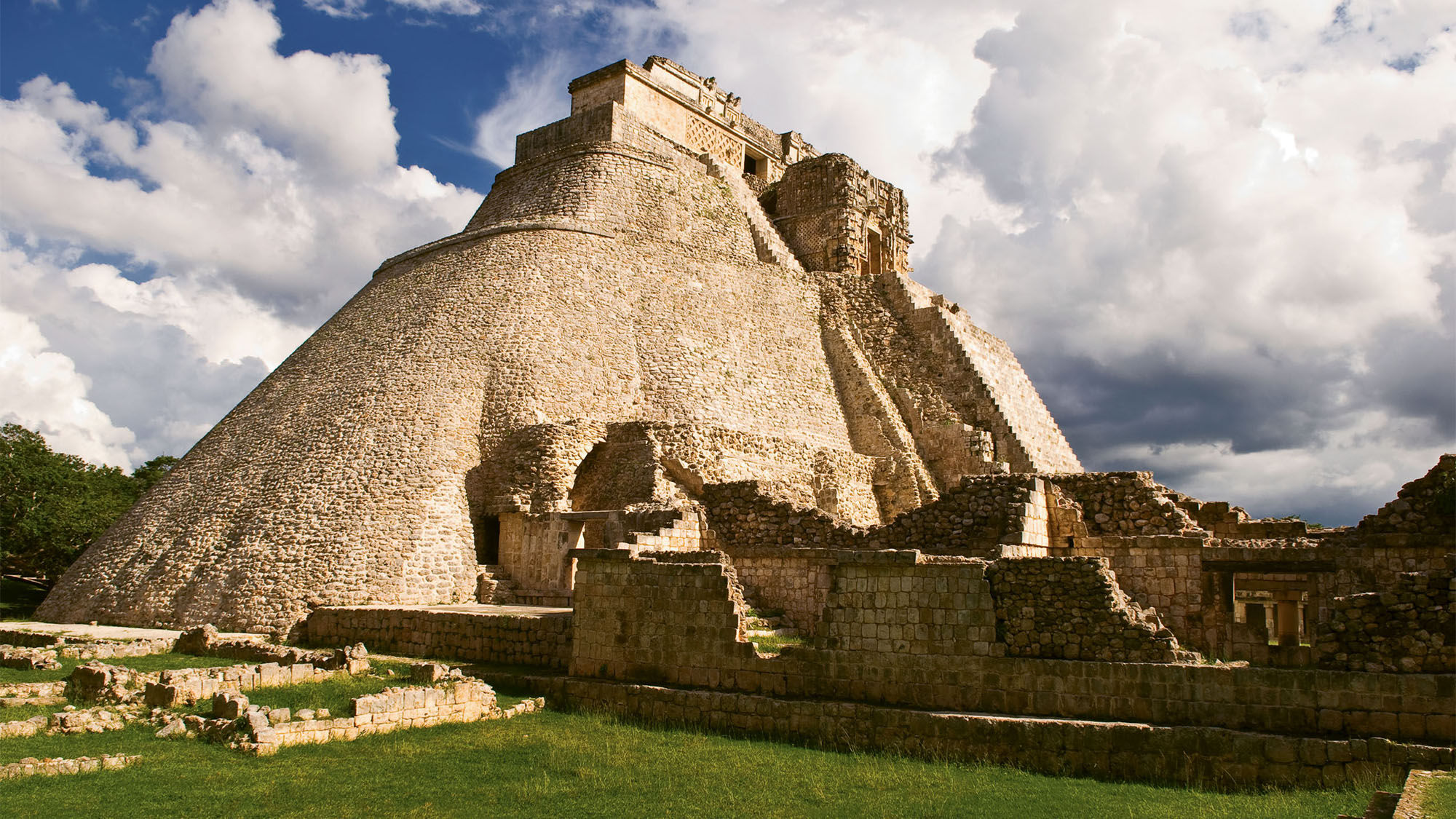 The Pyramid of the Magician is the tallest structure at the Uxmal archaeological site in the Puuc region of the Yucatan peninsula.
