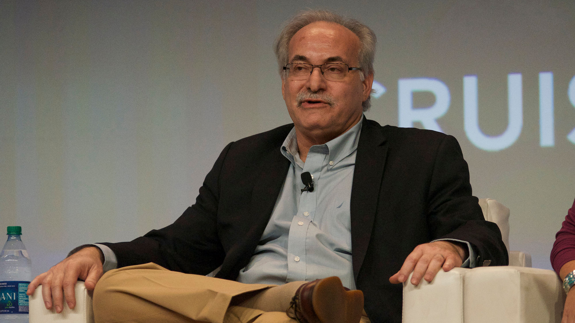 Steve Hirshan, senior vice president of sales support at Avoya Travel, during the host agency panel at CruiseWorld's general session Wednesday.