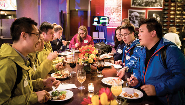 Chinese tour operators swap U.S. travel stories at a mega-fam dinner hosted by Brand USA. Chinese tour operators swap U.S. travel stories at a mega-fam dinner hosted by Brand USA.