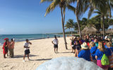 The competition also included a scavenger hunt at AMResorts' Dreams Tulum, above. Competitors answered quiz questions about the property and were tasked with items such as recreating the American Airlines' logo out of colored rice. The overall competition was won by the team named for AMResorts' Breathless badge.