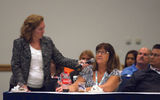 Moderator Mary Pat Sullivan, standing, took questions from audience members at the annual Think Tank session, billed as a ''high-energy discussion forum'' for agent attendees to ask questions and exchange ideas.