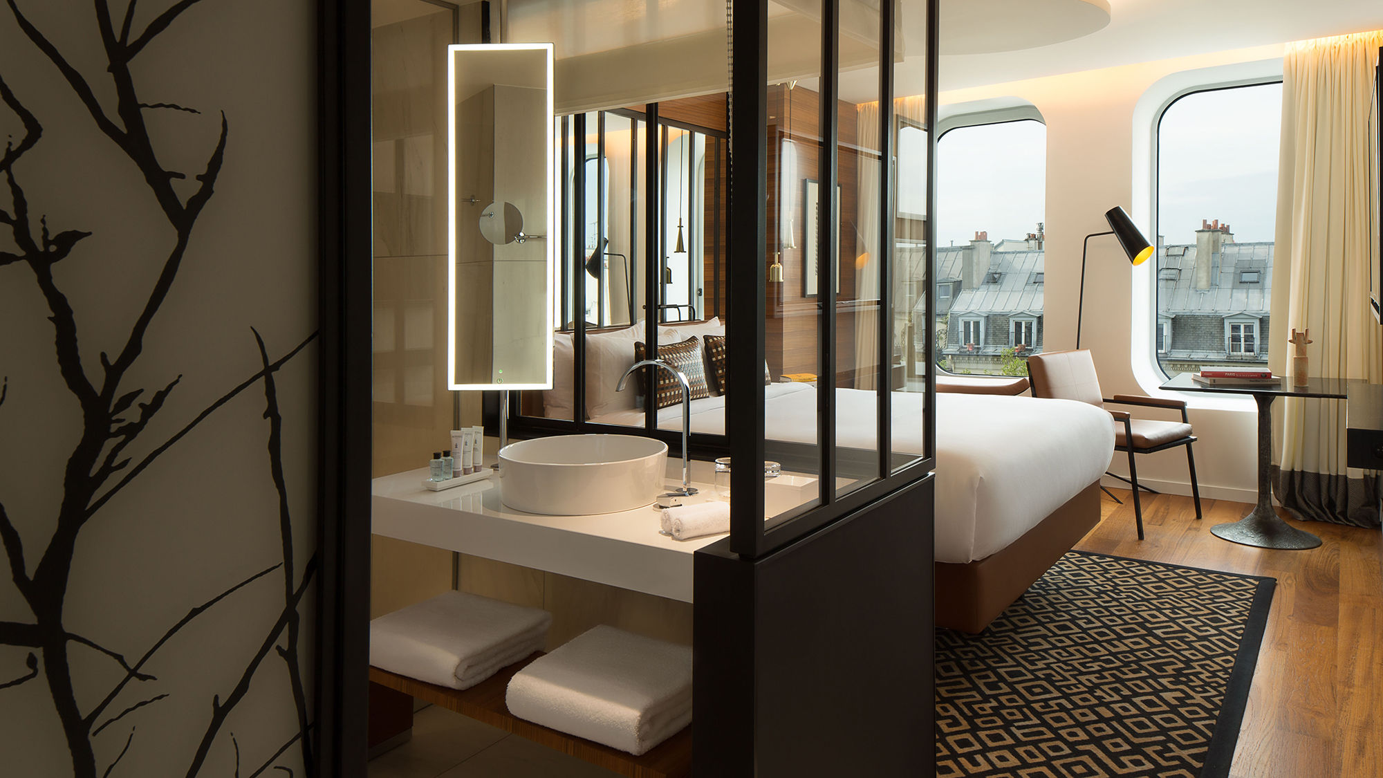 A guestroom at the Renaissance Paris Republique Hotel.