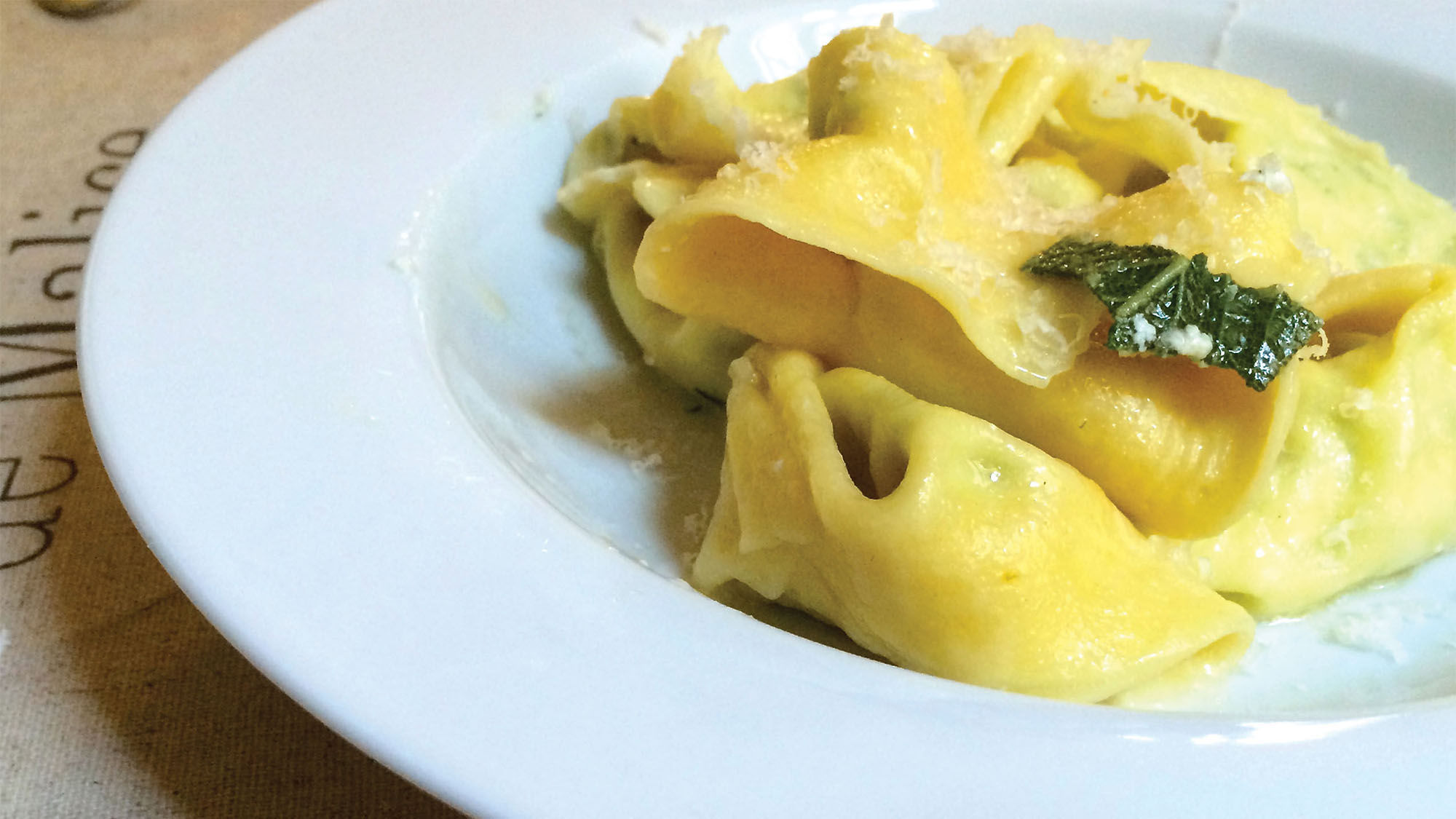 Tortelloni is made by hand at Il Salotto, according to the standards of the Accademia Italiana della Cucina.