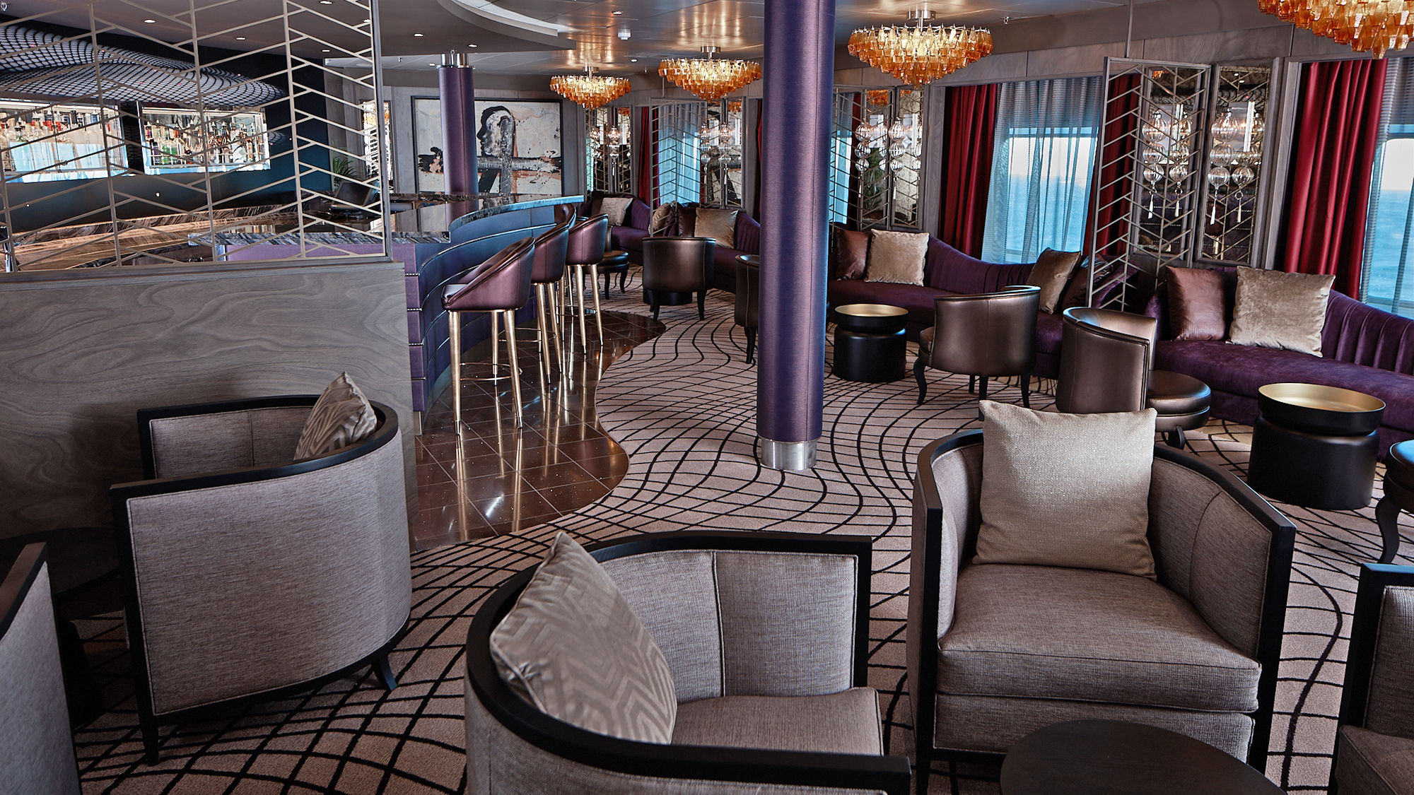 The refurbished Voyager Lounge on Seven Seas Voyager.