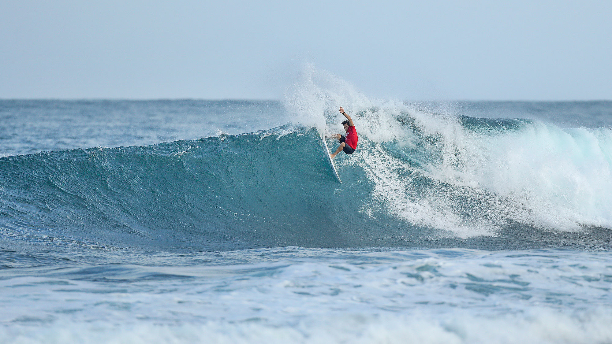 Local surfer Keanu Asing during the Hawaiian Pro at Haliewa.