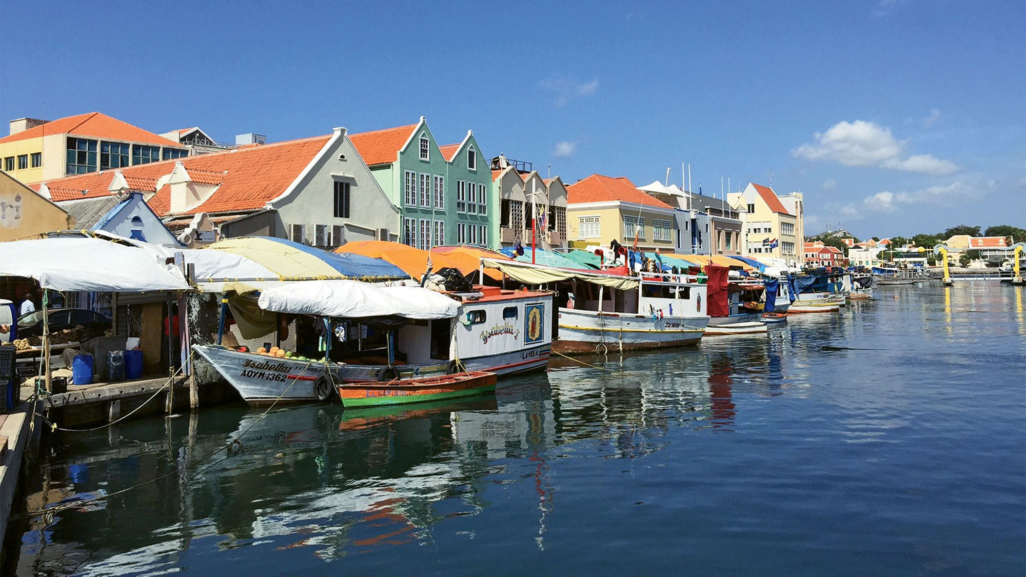 Fishing boats docked in Willemstad, the capital of Curacao.
