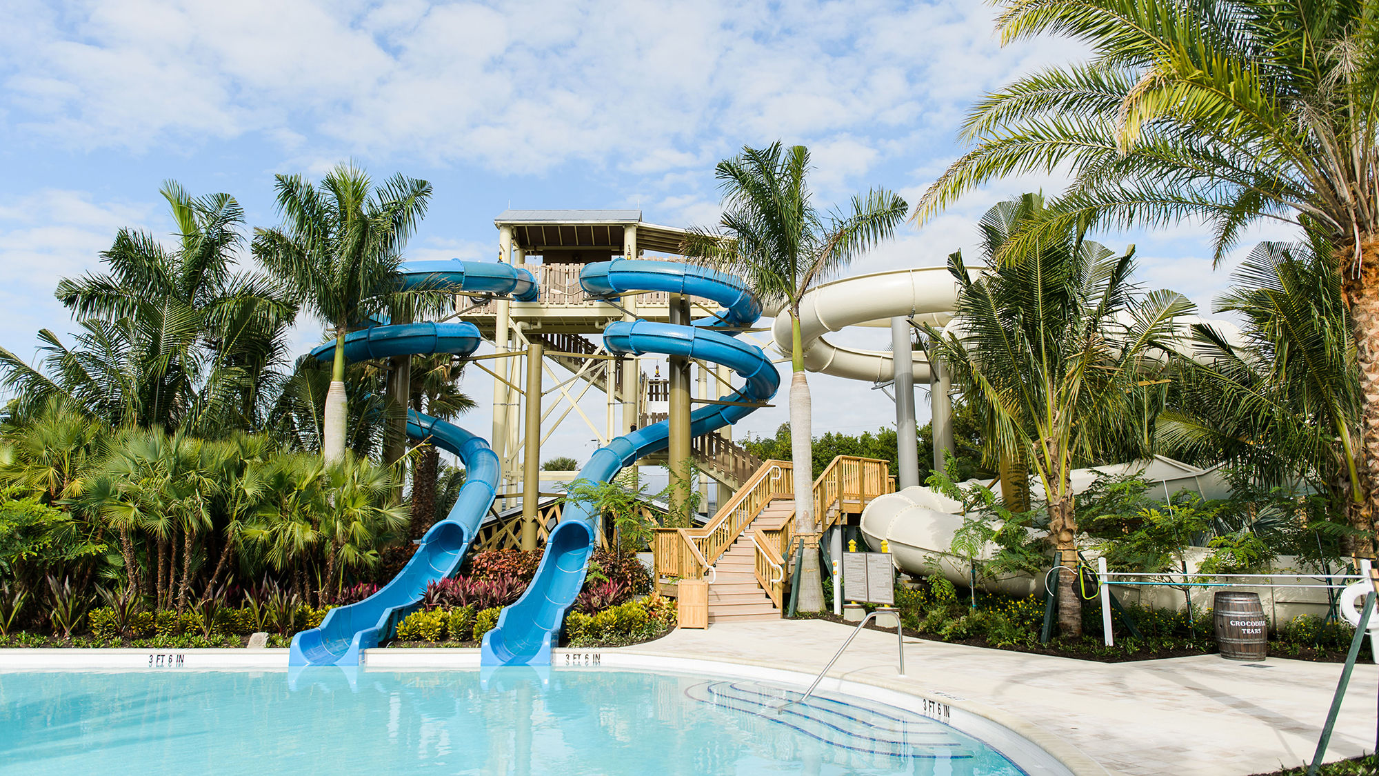 The resort added three three-story waterslides and a lazy river to its existing water options.