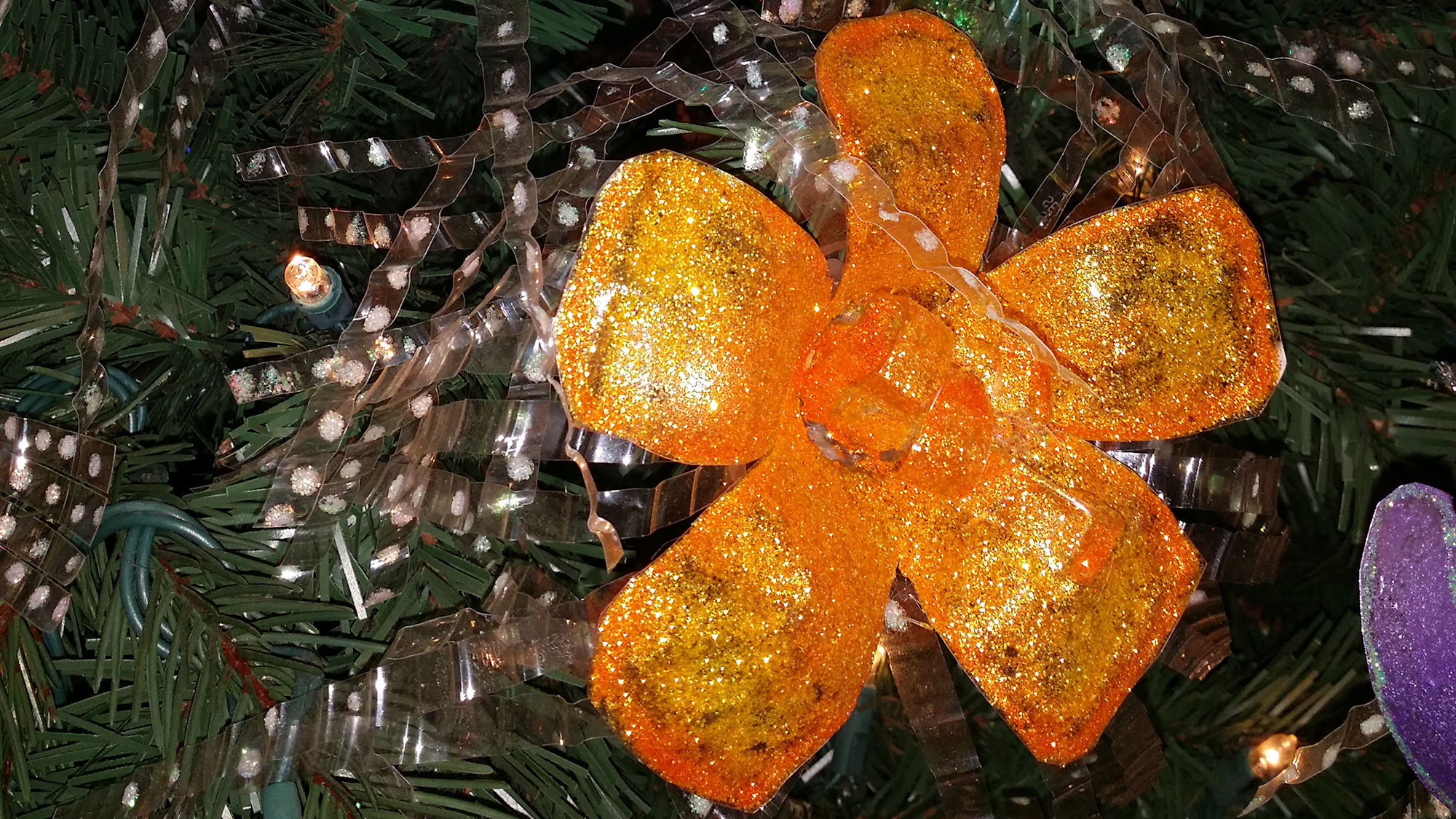 Festival of Lights ornaments are made from plastic water bottles and other recycled materials.