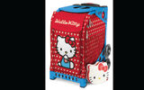 Sport luggage maker ZUCA and Sanrio, which licenses the iconic Hello Kitty brand, are partnering to offer five iterations of a line of luggage that sport the instantly recognizable Hello Kitty images. Each bag, at 18 by 10 by 13 inches, has a built-in seat supported by an exoskeleton frame that can bear up to 300 pounds, flashing dual wheels, a telescoping handle and a soft inset bag (and mini-pouch) that can be removed for washing. The Hello Kitty designs comprise Labor of Love (pictured), Beach Bum, Leopard, Sail With Me and Good as Gold.
