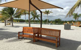 Shade from the sun is an element in the design scheme on Harvest Caye.