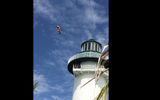 The Superman is the longer of two zip lines that run from the Flighthouse.