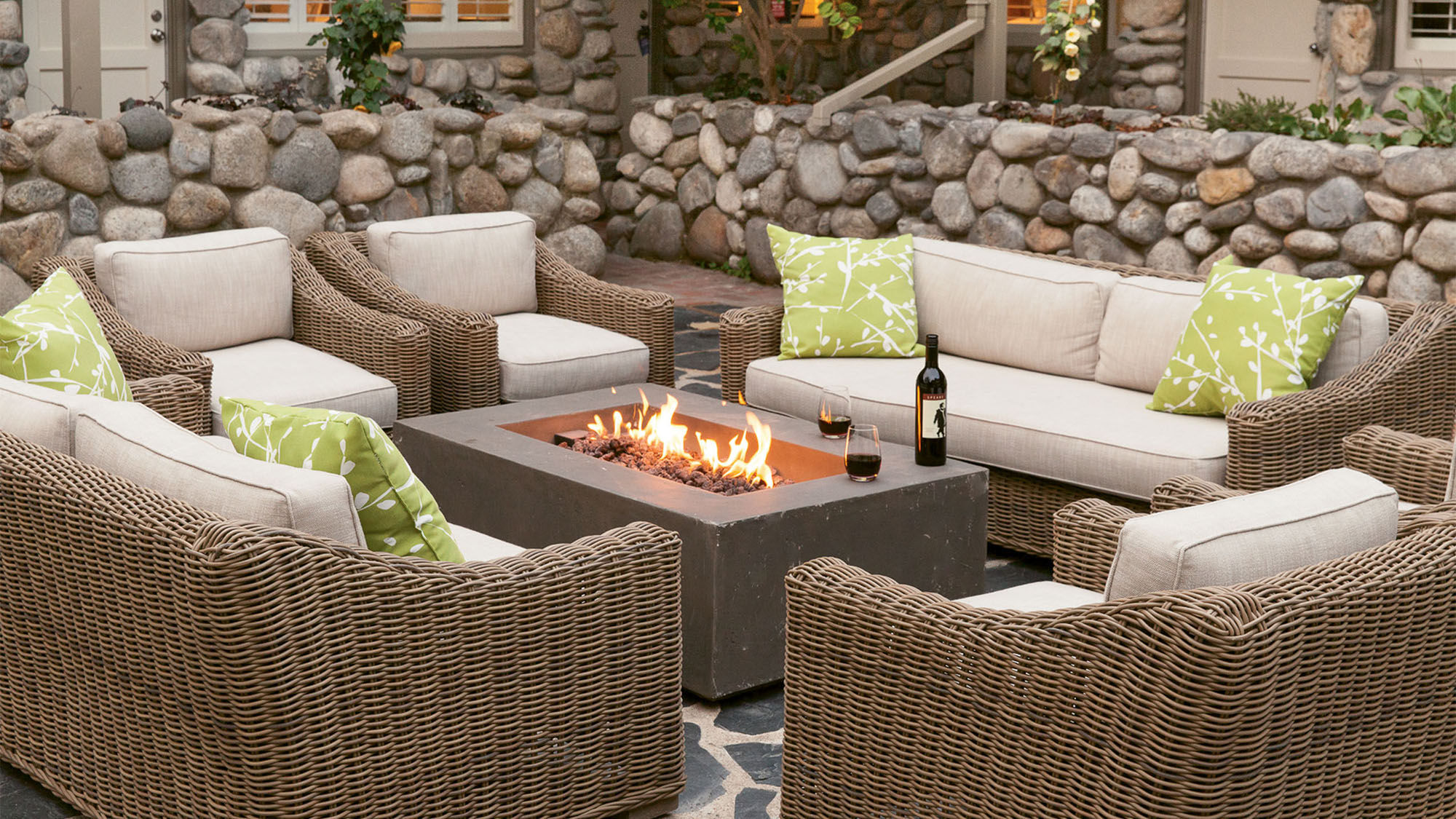 One of the fire pits in the courtyard of the Hideaway.