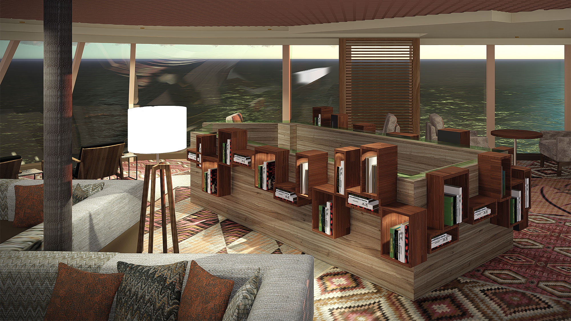 A rendering of the new Explorations Central space that will be brought to Holland America vessels starting next year.