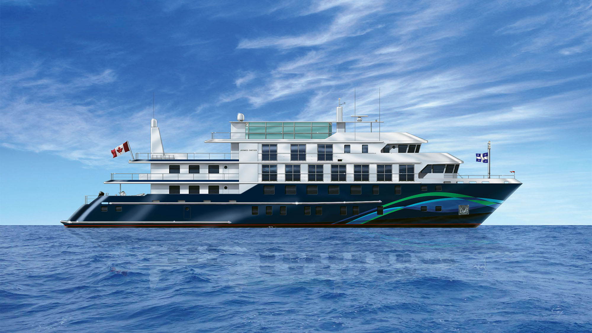 A rendering of the 66-passenger Jacques-Cartier, which will relaunch in summer 2018 along the St. Lawrence River in Quebec after a $5 million renovation.