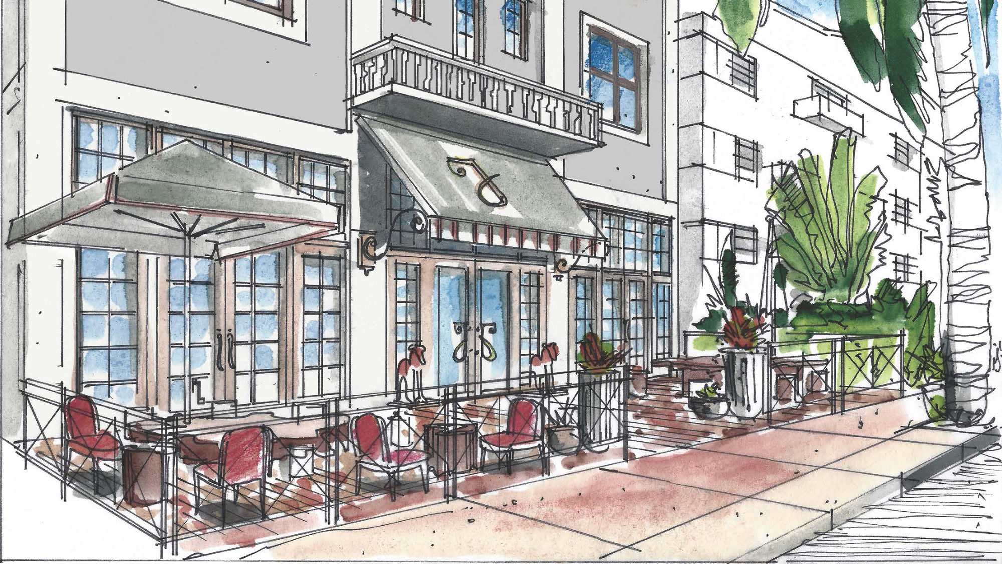A rendering of the Julia, a boutique hotel set to open in an Art Deco building in March.