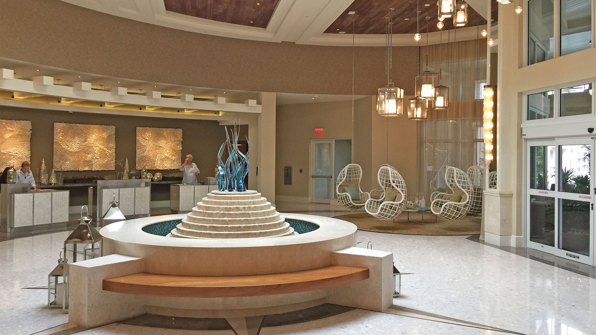 The handsome lobby at the new Playa Largo Resort & Spa in Key Largo.