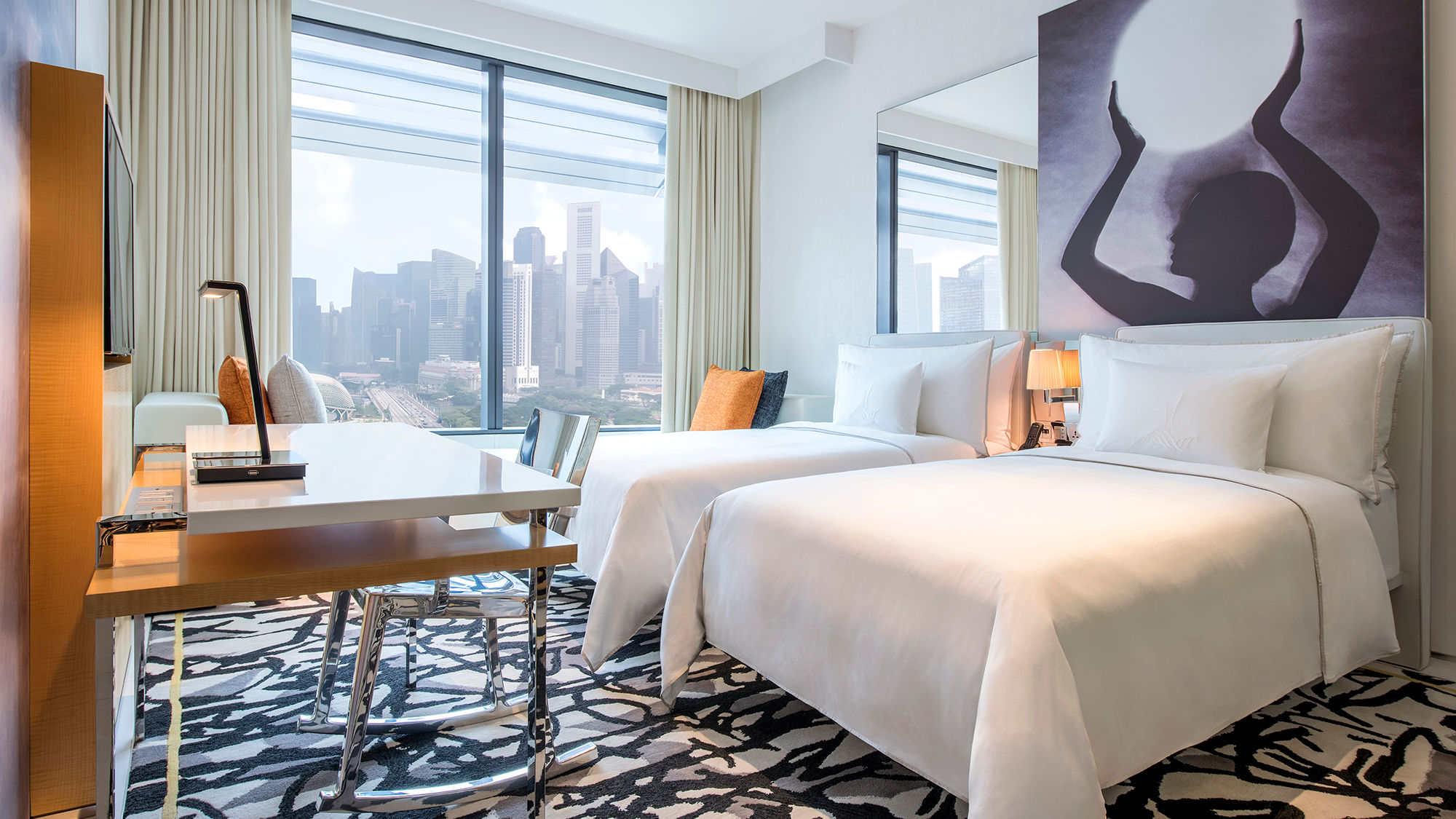 A guestroom at the JW Marriott Singapore South Beach.