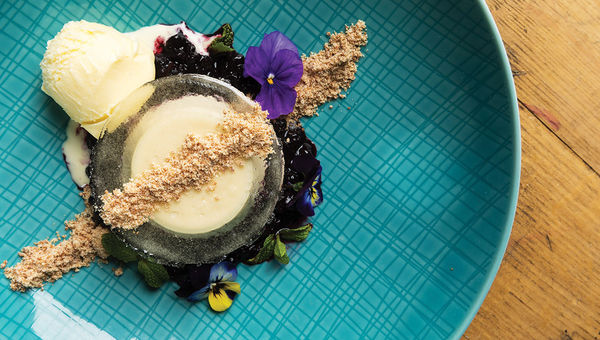 A cold-pressed coffee panna cotta served at the Aureole at Mandalay Bay. A cold-pressed coffee panna cotta served at the Aureole at Mandalay Bay.