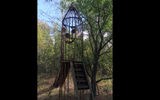 A playground slide in the abandoned village of Zalissya.