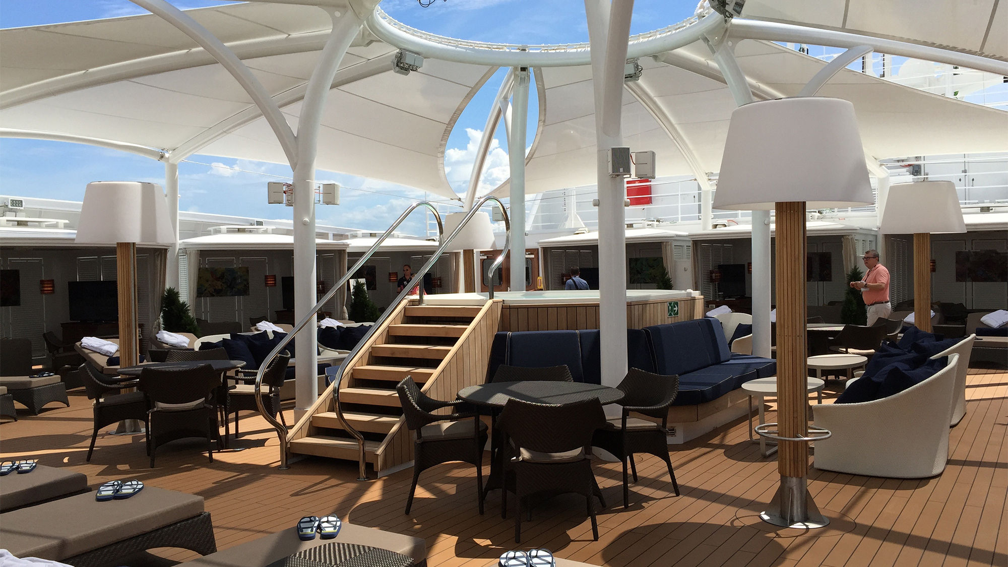 The Retreat is a new feature for Seabourn ships. Designer Adam Tihany called it his favorite space.