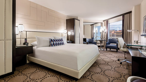 A king guestroom in the Valley Tower at Harrah's provides one of the Strip's best hotel values. A king guestroom in the Valley Tower at Harrah's provides one of the Strip's best hotel values.