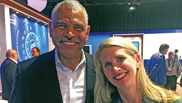 Carnival Corp. CEO Arnold Donald with Princess Cruises president Jan Swartz at CES in Las Vegas. Carnival Corp. CEO Arnold Donald with Princess Cruises president Jan Swartz at CES in Las Vegas.