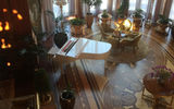 Yanukovych's living room. Many of the rooms in his former mansion had intricate wooden parquet floor designs.