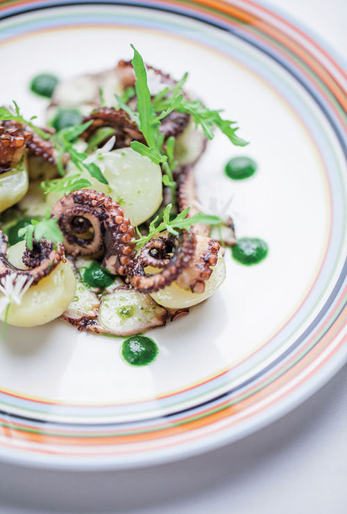 Warm octopus salad is one of the small plates offered at the rebranded Rivea restaurant. Warm octopus salad is one of the small plates offered at the rebranded Rivea restaurant.