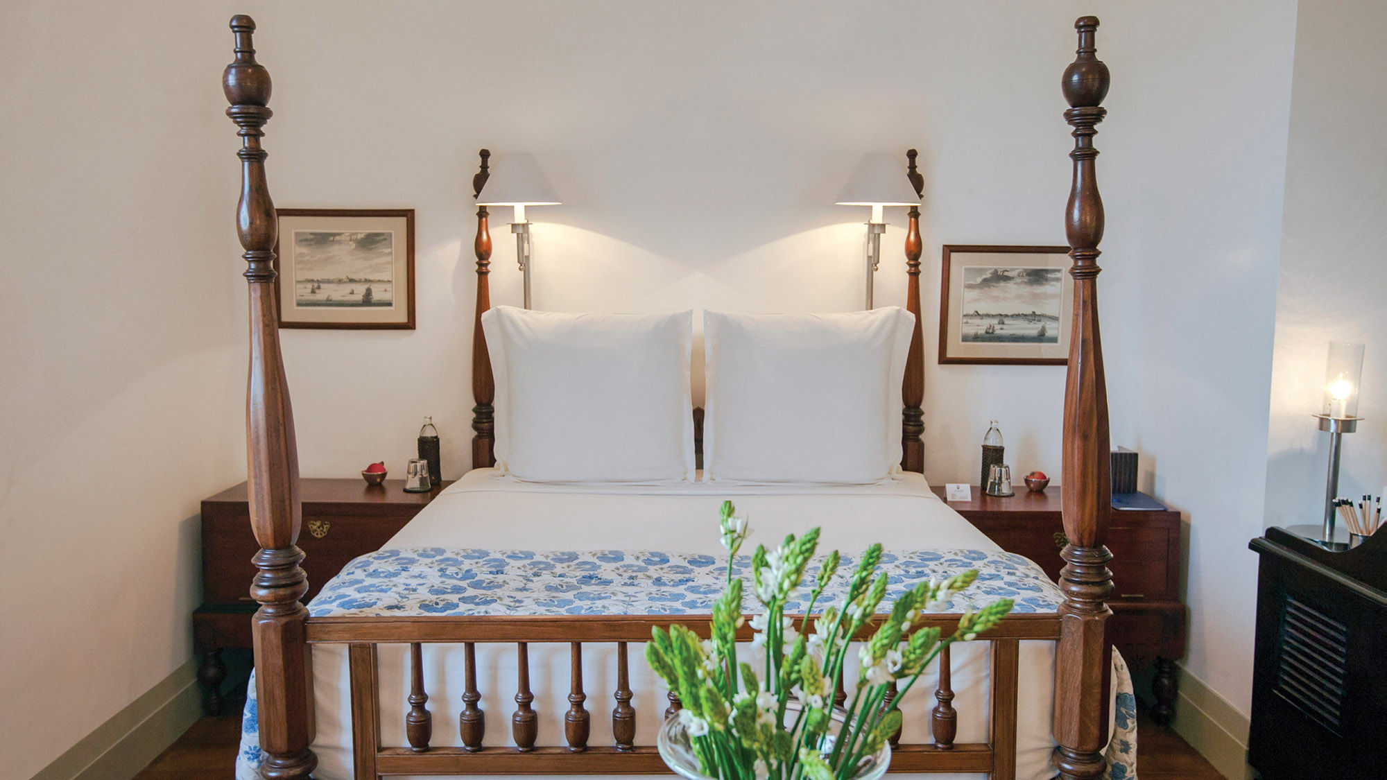 A guestroom at Amangalla, which is on the former site of the Dutch governor’s mansion.
