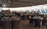 The outdoor patio for the Colonnade restaurant on Seabourn Encore is larger than on previous ships.
