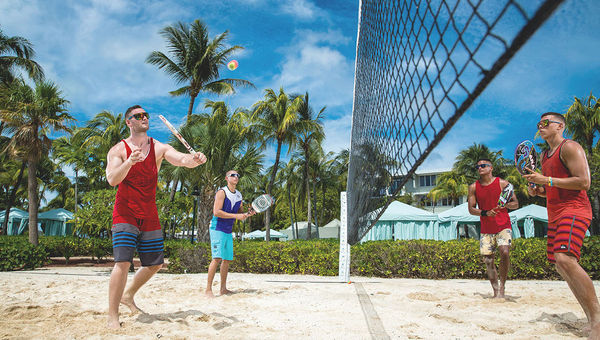 Beach tennis is a new offering for guests and combines elements of tennis and volleyball. Beach tennis is a new offering for guests and combines elements of tennis and volleyball.