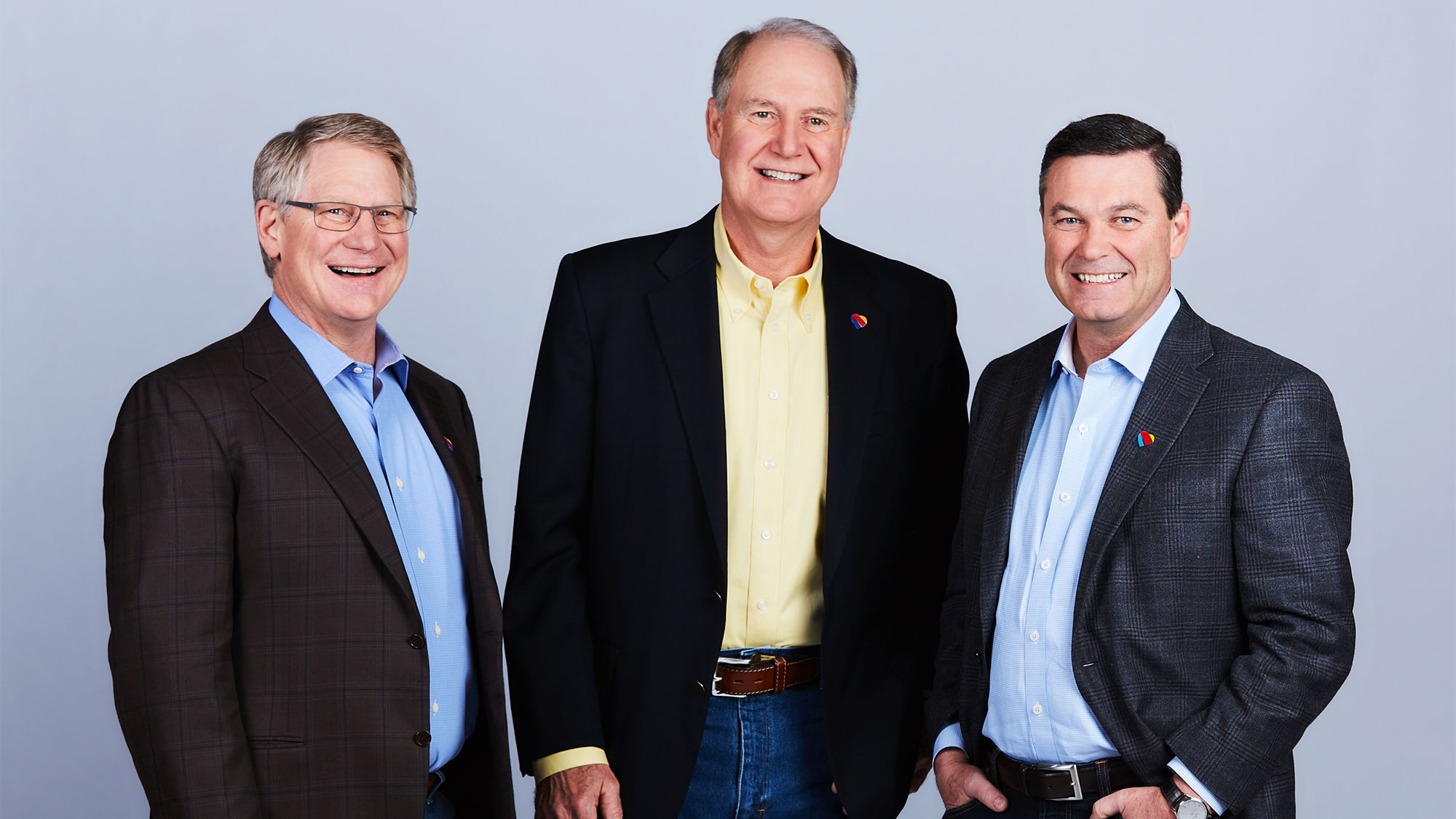 From left, Southwest Airlines COO Mike Van de Ven, CEO Gary Kelly and president Tom Nealon.