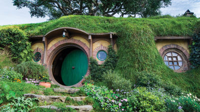 Bilbo Baggins’ house on the Hobbiton Movie Set, which is two hours from Auckland.