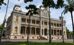 Iolani Palace in Honolulu was the last seat of the Hawaiian royal family and also served as the center for state government for many years.