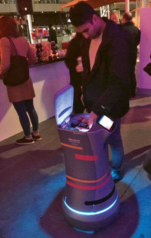 Savioke’s Relay robot makes the rounds at Marriott International's Innovation Lab.